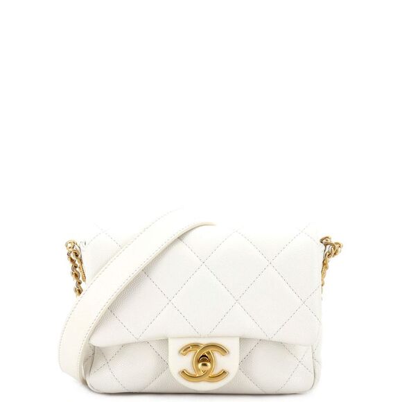 Chanel Twist Your Buttons Flap Bag Quilted Caviar Mini Neutral - Picture 1 of 7